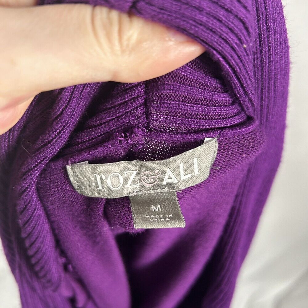 Roz Ali Sweater Vest Sleeveless Top Blouse Purple Cowl Medium Business Casual - Picture 3 of 3